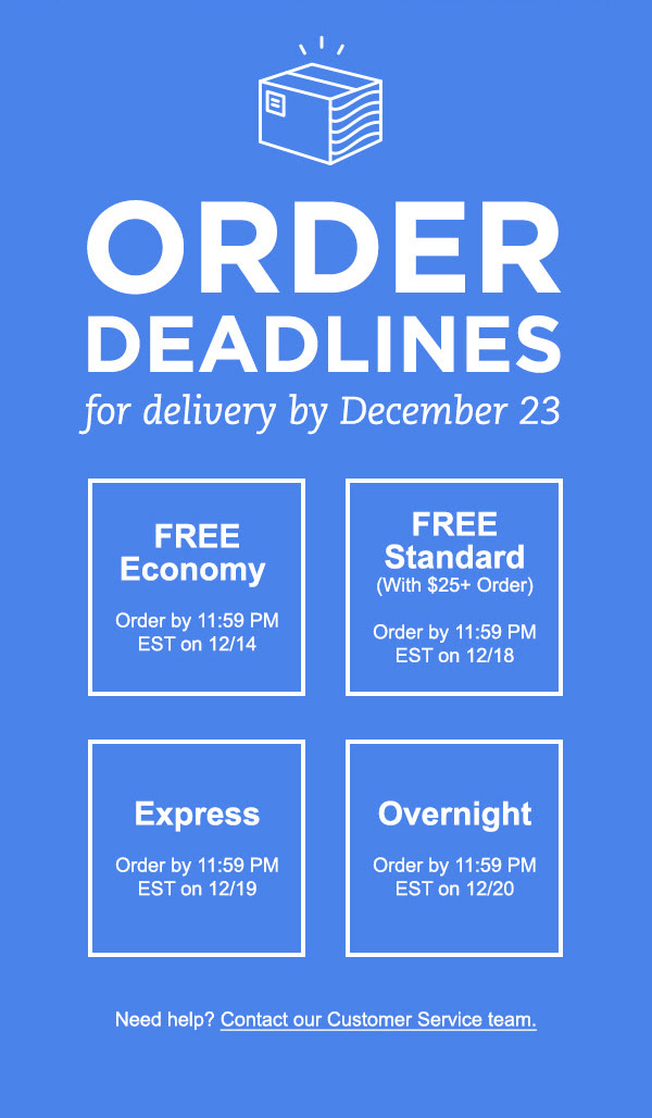 ORDER DEADLINES