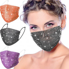 Bling Rhinestone Face Covering Chain Crystal Mask
