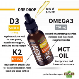 NUSAVA Organic Vitamin D3 K2 Drops