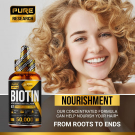 PURE RESEARCH Liquid Biotin Collagen Hair Growth Drops