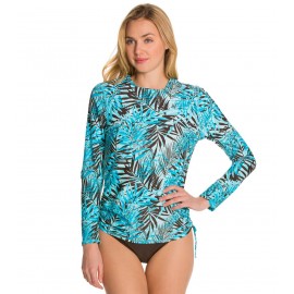 Sunsets Island Life LS Side Shirred Swim Top