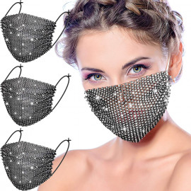 Bling Rhinestone Face Covering Chain Crystal Mask