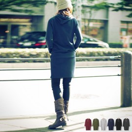 Brushed back mid-length parka dress